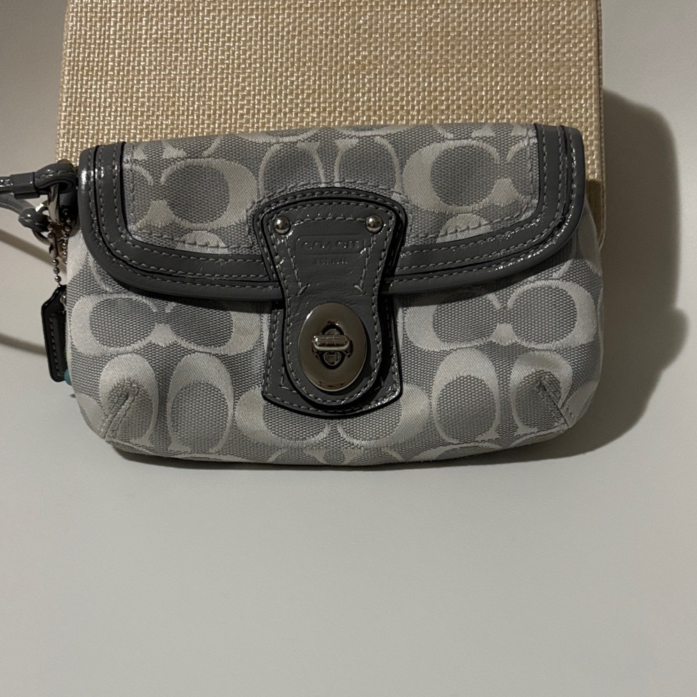 Coach Silver and Gray Wristlet